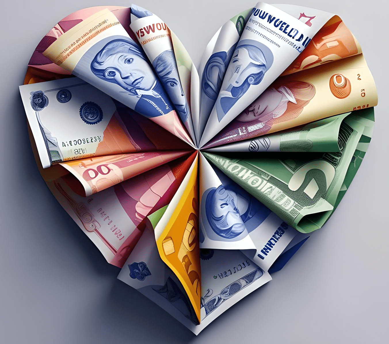 Hartjes vouwen geld